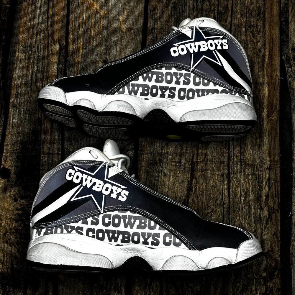 Size 10- Custom Shoes Design Dallas Cowboys NFL Printed Mens AJ 13 Sneakers - Picture 9 of 11